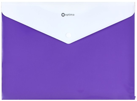 Папка-конверт пластиковая на кнопке «Полоса» А4+, толщина пластика 0,18 мм, фиолетовая
