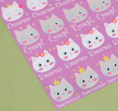 Наклейки бумажные Sima-Land, 10,5*18 см, «Кошечки» (оценки)