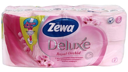 Бумага туалетная Zewa Deluxe, 8 рулонов, ширина 95 мм, Aroma Spa Бумага туалетная Zewa Deluxe, 8 рулонов, ширина 95 мм, Aroma Spa