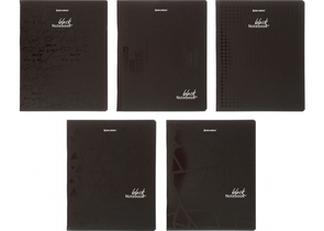 Тетрадь общая А5, 48 л. на скобе Brauberg Black, 162×202 мм, клетка, ассорти
