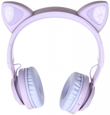 Наушники беспроводные Hoco W39 Cat Ear Kids BT, Headphones Purple, сиреневые
