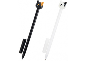 Ручка шариковая с топпером, «Кошка», корпус ассорти, стержень синий Ручка шариковая с топпером, «Кошка», корпус ассорти, стержень синий