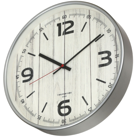 Часы настенные «Тройка», фон серый, рамка серебристая