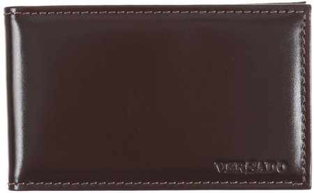 Визитница из натуральной кожи Versado 068, 65*110 мм, 1 карман, 16 листов, коричневая 