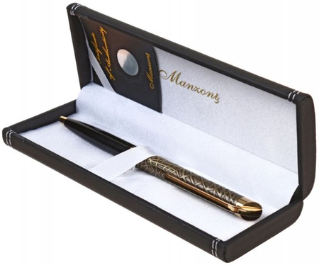 Ручка подарочная шариковая Manzoni Pesaro, корпус черный с золотистым