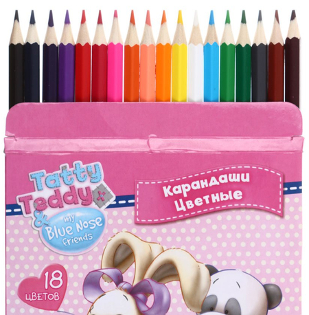 Карандаши цветные Tatty Teddy & my Blue Nose friends, 18 цветов, длина 175 мм, ассорти Карандаши цветные Tatty Teddy & my Blue Nose friends, 18 цветов, длина 175 мм, ассорти