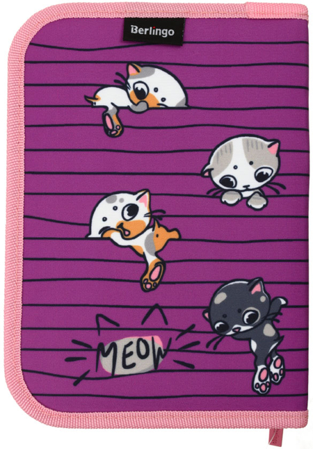 Пенал однокамерный Berlingo, 200*140*40 мм, Kittens Lilac Пенал однокамерный Berlingo, 200*140*40 мм, Kittens Lilac