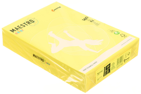 Бумага офисная цветная Maestro, А4 (210*297 мм), 160 г/м2, 250 л., канареечно-желтая