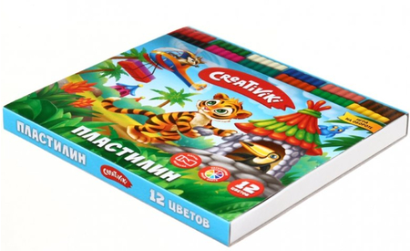 Пластилин Creativiki, 12 цветов, 180 г, со стекой Пластилин Creativiki, 12 цветов, 180 г, со стекой