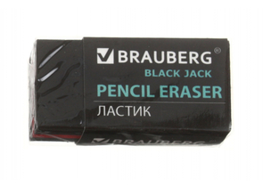 Ластик Brauberg Black Jack, 40×20×11 мм, черный с красным Ластик Brauberg Black Jack, 40×20×11 мм, черный с красным