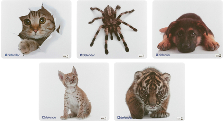 Коврик для мыши Defender Silk Pad Animals, 230*190*1 мм, ассорти Коврик для мыши Defender Silk Pad Animals, 230*190*1 мм, ассорти