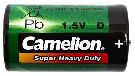 Батарейка солевая Camelion Super Heavy Duty, D, R20P UM1 Mono, 1.5V