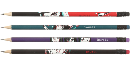 Карандаш чернографитный Meshu Kawaii, твердость грифеля ТМ, c ластиком, корпус ассорти Карандаш чернографитный Meshu Kawaii, твердость грифеля ТМ, c ластиком, корпус ассорти