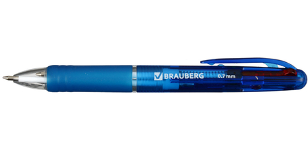 Ручка шариковая автоматическая многофункциональная Brauberg Multicolor, корпус синий, 4 стержня