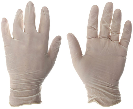 Перчатки латексные опудренные одноразовые A.D.M., XL, 50 пар (100 шт.), белые