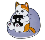 Значок с эмалью Sima-Land, 2,2 см, «Котик с планшетом», цветной в чёрном металле