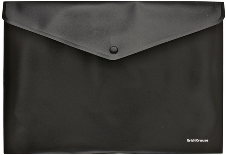 Папка-конверт пластиковая на кнопке ErichKrause Fizzy Classic, толщина пластика 0,14 мм, черная Папка-конверт пластиковая на кнопке ErichKrause Fizzy Classic, толщина пластика 0,14 мм, черная
