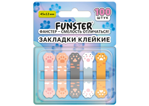 Закладки-разделители пластиковые с липким краем фигурные Funster, 45×12 мм, 20 л.× 5 цветов, «Лапки котов» Закладки-разделители пластиковые с липким краем фигурные Funster, 45×12 мм, 20 л.× 5 цветов, «Лапки котов»