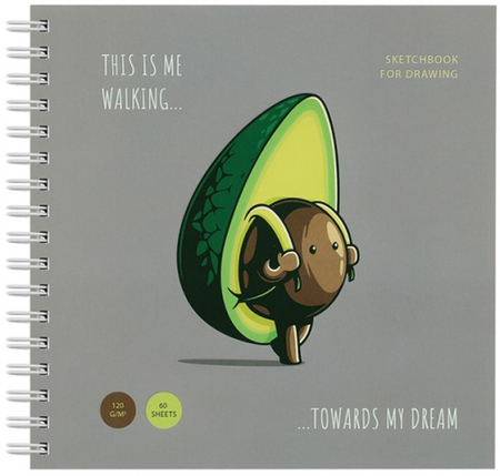 Скетчбук на гребне Meshu, 150*150 мм, 60 л., Avocadreams