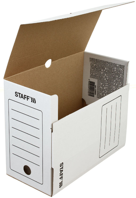 Короб архивный из гофрокартона Staff Valved, корешок 150 мм, 260*325*150 мм, белый Короб архивный из гофрокартона Staff Valved, корешок 150 мм, 260*325*150 мм, белый