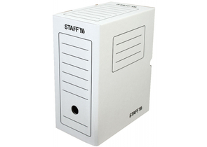 Короб архивный из гофрокартона Staff Valved, корешок 150 мм, 260×325×150 мм, белый