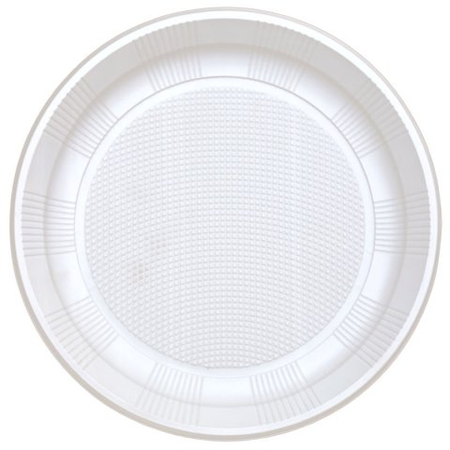 Тарелка одноразовая пластиковая, плоская, диаметр 22 см, белая