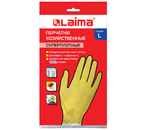 Перчатки латексные хозяйственные Laima суперплотные, размер L, желтые