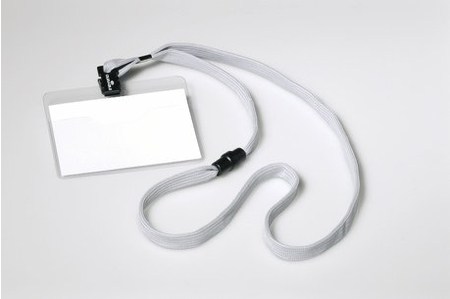 Бейдж на тесьме с клипом Durable, 60*90 мм, серый шнур