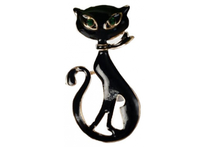 Брошь «Кошка» мур-мур, 4,3×2,3 см, цвет черный в золоте