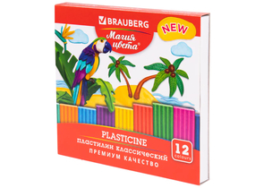 Пластилин Brauberg «Магия цвета New», 12 цветов, 240 г, со стеком