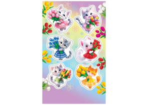 Наклейки детские «Мир открыток», 92×153 мм, «Котята с цветами»