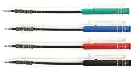Набор ручек шариковых автоматических «Клик», 4 цвета (красный, синий, зеленый, черный)