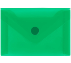 Папка-конверт пластиковая на кнопке «Стамм» А7, толщина пластика 0,15 мм, прозрачная зеленая