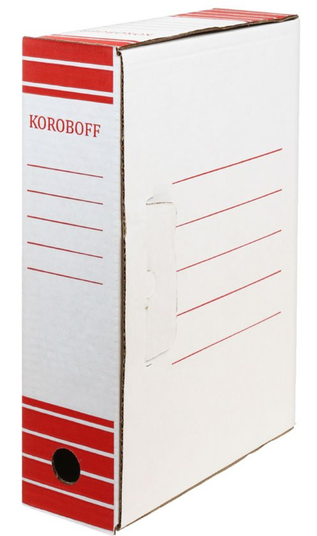 Короб архивный из гофрокартона, корешок 80 мм, 322*80*240 мм, белый с красным Короб архивный из гофрокартона, корешок 80 мм, 322*80*240 мм, белый с красным