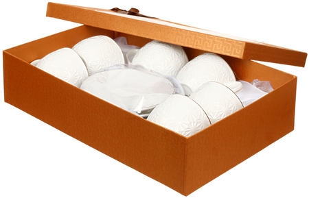 Набор чашек фарфоровых с блюдцами Bekker, 12 предметов, белый с золотистым