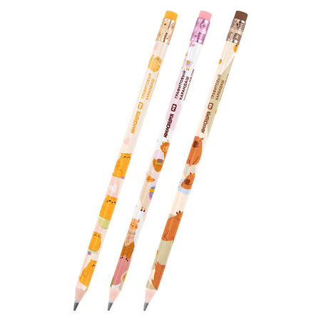 Карандаш чернографитный «Юнландия» Funny Yummy, твердость грифеля ТМ, с ластиком, Fat Animals, корпус ассорти