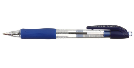 Ручка шариковая автоматическая Crown Ceo Ball, корпус прозрачный, стержень синий