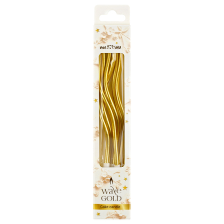 Свечи для торта с держателями Meshu Wave Gold, 6 шт.