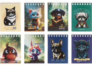 Блокнот на гребне BG А7, 70×100 мм, 40 л., клетка, «Забавные питомцы», ассорти Блокнот на гребне BG А7, 70×100 мм, 40 л., клетка, «Забавные питомцы», ассорти