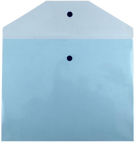 Папка-конверт пластиковая на кнопке OfficeSpace А5, толщина пластика 0,12 мм, прозрачно-синяя