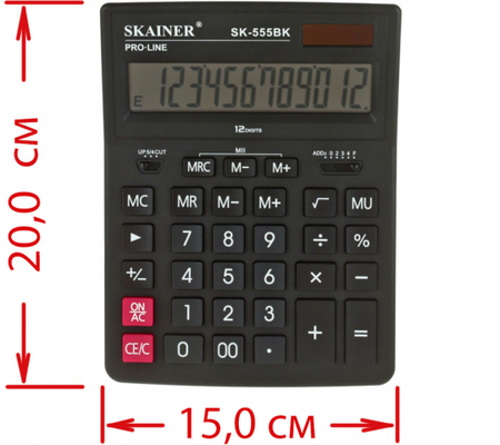 Калькулятор 12-разрядный Skainer SK-555, черный