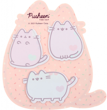 Бумага для заметок с липким краем фигурная Pusheen, 14*17*0,5 мм, 3 блока*20 л.