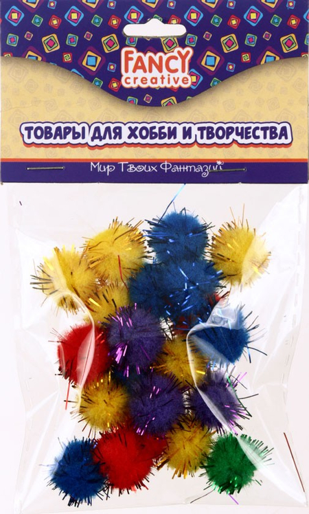 Помпоны для творчества Fancy Creative, диаметр 1,2 см, 20 шт.