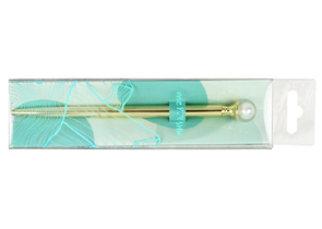 Ручка подарочная шариковая автоматическая Meshu White Pearl, корпус золотистый, стержень синий