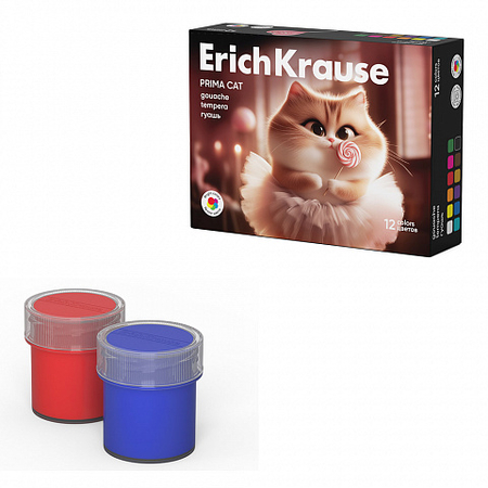 Гуашь ErichKrause Prima Cat, 12 цветов*17 мл Гуашь ErichKrause Prima Cat, 12 цветов*17 мл