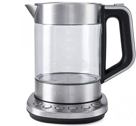 Электрочайник Kitfort KT-616, серебристый с черным Электрочайник Kitfort KT-616, серебристый с черным