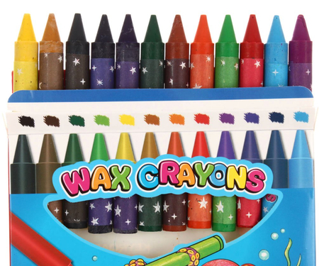 Карандаши восковые Wax Crayons, 12 цветов, 12 шт., диаметр 11 мм, длина 98 мм