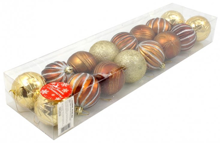 Набор шаров новогодних (пластик), диаметр 6 см, 16 шт., «Шоколад» ассорти (цена за 1 набор)