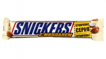 Батончик шоколадный Snickers, 81 г, с миндалем, карамелью и нугой