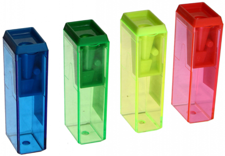 Точилка пластиковая Prof-Press, 1 отверстие, с контейнером, ассорти